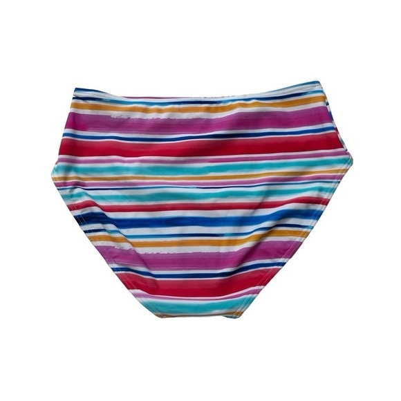 Venus Multi Stripe Rainbow Two-Piece High Waist Triangle Top Bikini, S/M - Picture 6 of 9